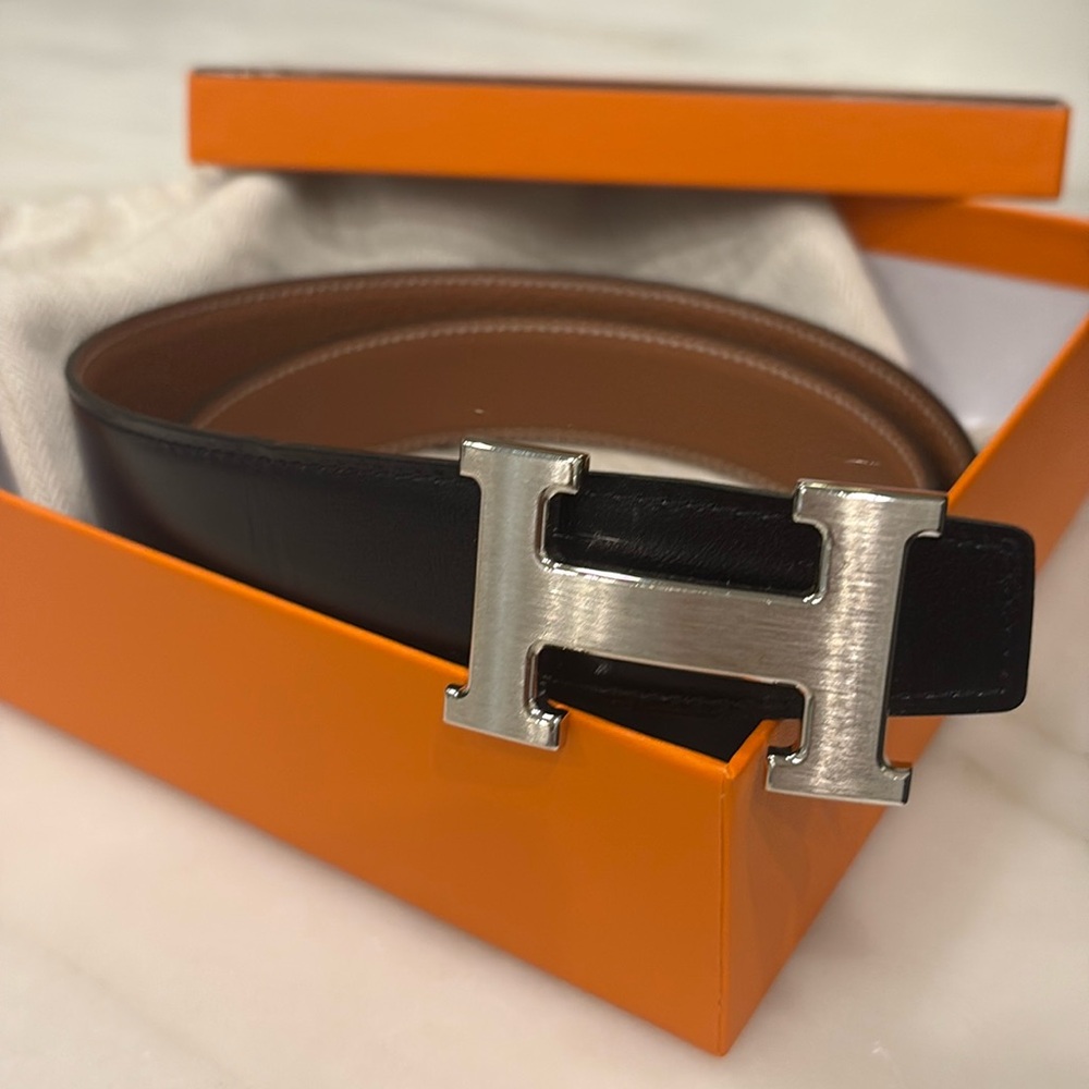 Hermes reversible black/brown belt